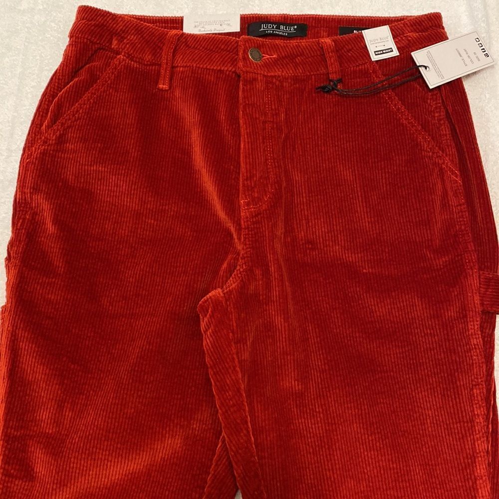 Judy Blue Slim Fit High Waist Rust Cotton Stretch Corduroy Jeans Size 29 - Picture 11 of 15